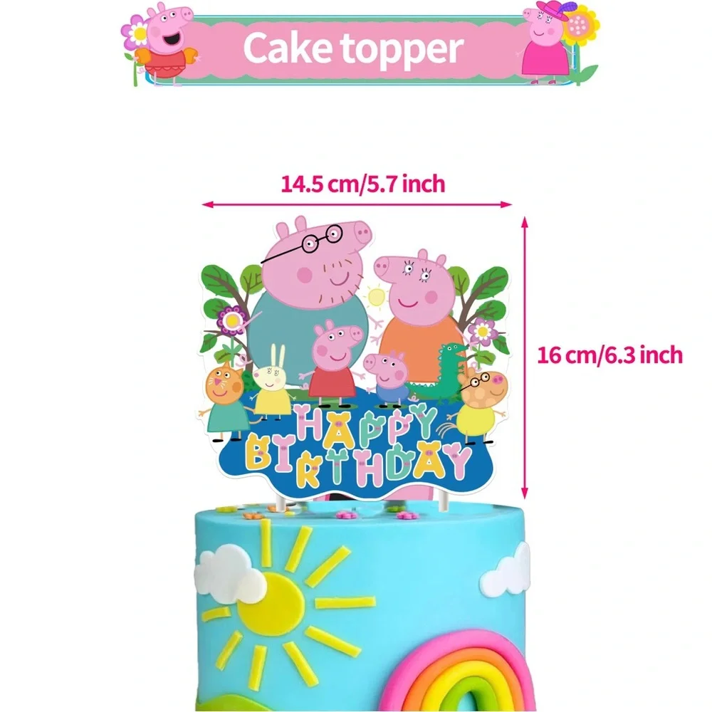 Peppa Pig Birthday Party Decorations Set Balloons Banner Cake Toppers